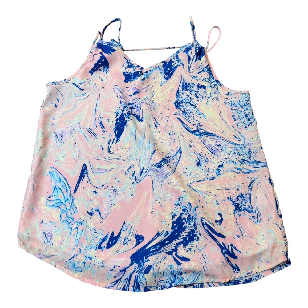 Mary & Mabel XS Tank Top‎ Pink Blue Marble Print Sleeveless Cami Casual